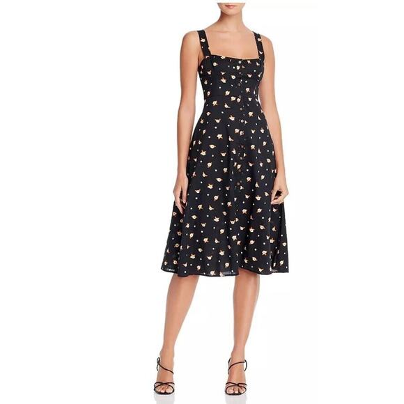 WeWoreWhat Women's Harper Floral Print Midi Dress in Black Multi Large MSRP $245 - Picture 4 of 7